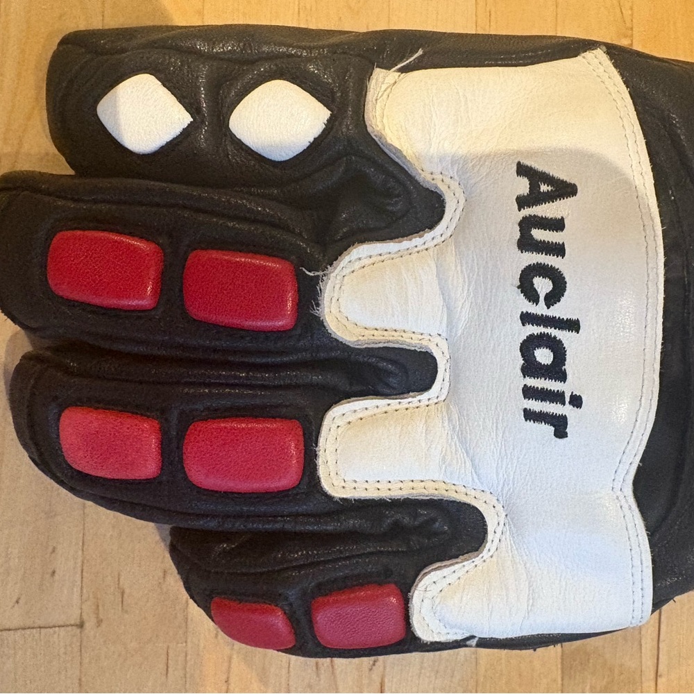 Auclair Black and White Gloves with Red Accents